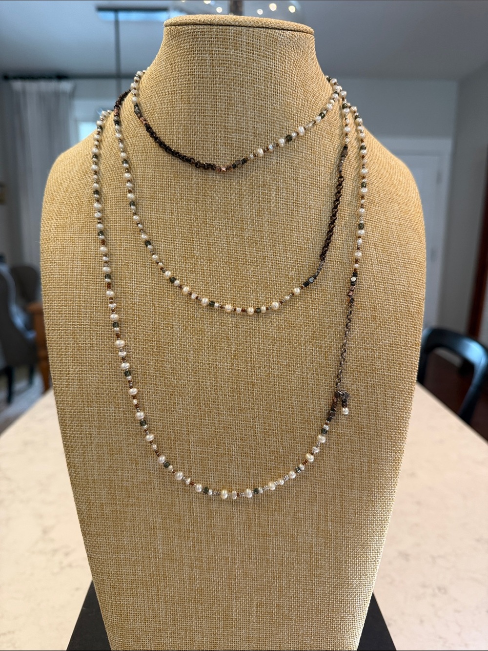 Silpada White Pearl and Gray Hematite Long Beaded Necklace - Picture 5 of 7